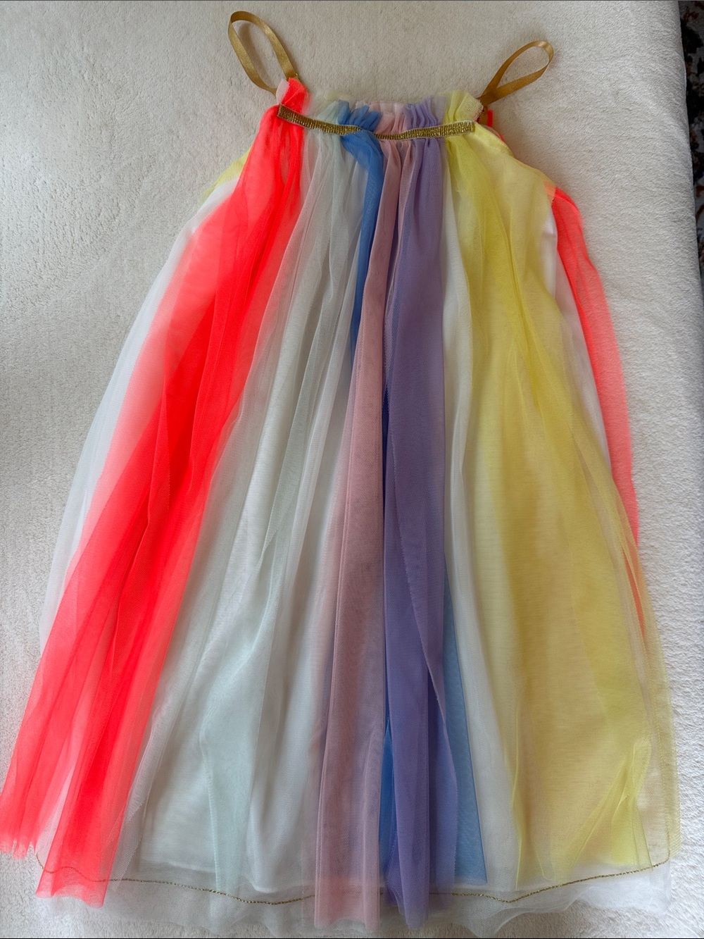 Meri Meri Neon Rainbow Tulle Dress with Gold Straps